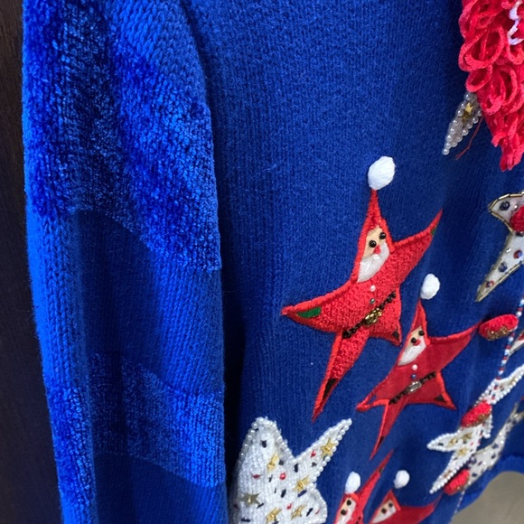 Vintage Jack B. Quick Patriotic Santa Christmas Sweater 🎄💙❤️ - Picture 4 of 6